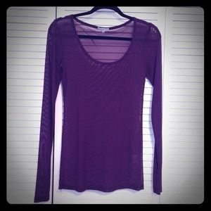 Purple mesh long sleeved top